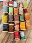 Vtg Antique Industrial Ribbon Bobbin Wooden Spools Holiday Sundance Style Lot 22
