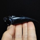 3 Inch China Hongshan Culture Black Magnet Jade Stone Carving Tiger Head Pendant