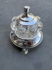 Sterling Honey Or Jam Pot Made In Israel 925 Marked French Glass 66 G