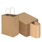 100 Pack Medium Brown Kraft Paper Bags With Handles - Gift Wrap  Retail  Party 