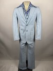 Vintage 3 Piece Leisure Suit Mens 40 Jacket 33 Pants Unhemmed Disco Nos 60s 70s