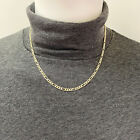 Kid s Solid 18k Gold Over Silver 3 5mm Diamond-cut Pave Figaro Chain 16 -20 