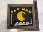Pac-man Carnival Glass Mirror Art Fair Prize Framed Picture 1980 s Vintage 10x9