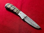 Custom Folding Knife Stainless Damascus Steel Fossil Titanium Craft Art Rare  12