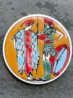 Set Of 6  Vintage Greek Ceramic Coasters W original Holder Handmade In Greece