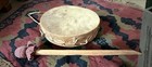 Vintage Native American Ceremonial Drum Rawhide Double Sided W mallet