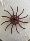 19    Cast Iron Hoe Rotary Wheel Sunburst Industrial Farmhouse Wall Decor Yard Red