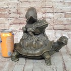 Frog On Turtle W  Snail Collectible Garden Decoration Bronze Statue Figure Sale