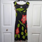 Vintage Joseph Ribkoff Dress Size 6 Made In Canada Black Floral Designer Luxury