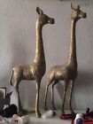 Vintage Pair Of Large Brass Giraffe Statues  24in And 26in it Is 160 To Ship Ca