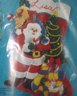 2 Vtg Christmas Felt Stocking Kit Sequins Santa Claus 1994 Craft New   1 Started
