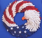 Handmade Wooden American Flag Eagle Wreath Door Decorations Hanging 4th Of July