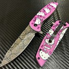 8    Pink Tactical Spring Assisted Folding Pocket Knife Metal Handle Gift For Her