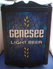 Vtg Genesee Beer Rotating 4 Sided Clock  Lighted  Color Stained Plastic Glass