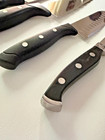 5 Pc Mixed Kitchen Knife Lot Chef Santoku Bread Utility Stainless Steel Euc