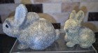 2 Vintage Flocked Rabbit Bunny Figures Easter 4    2  Long Cute