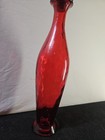 Beautiful Red Glass Decanter Round Glass Cork Stopper 17  Tall  