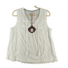 Nwt Knox Rose Floral Eyelet Embroidered Top Tassel Tie Rib Knit White Pullover