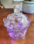 Antique Eapg Amethyst Glass Starburst Lidded Scalloped Candy Dish