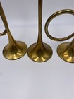 Vintage Set Of 3 Silvestri Solid Brass Horn Candle Holder