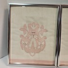 Handmade Vintage 50s 60s Dutch Folk Art Framed Fabric Wall Hangings Grandma Core