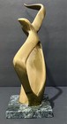 Vintage Mid Century Modern Brass Seagull Sculpture Mcm Green Marble Base 12 