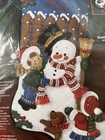 Vtg Bucilla 18    Felt Christmas Stocking Kit Playdate Snowman Puppy Sequins New