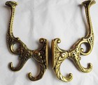 Vintage Ornate Brass Coat Hooks For Victorian Hall Tree Or Hall Mirror
