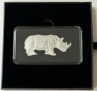 Animals Of Africa  Black Rhino 1 Oz Silver Rhino Shaped Coin 2022 Pamp Rev Proof
