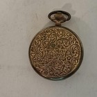 Vintage Vantage 17 Jewels Pocket Watch Gold Tone Ornate Floral Hunter Case Works