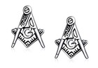 Masonic Stud Earrings Stainless Steel Pair Classic Cut-out Style Masonic Symbol 