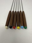 Vintage Fondue Set     60s Retro New Fondue Pot W teak Wood     Set Of 6 Utensils