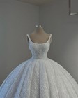 Sleeveless Crystal Wedding Dress Sequins Bead Decorations Pleated Bridal Gown