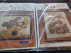 Vintage Current Crewel Picture Kits Framed Embroidery Chipmunk Bunny Lot Of 2