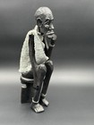 Vintage Hand Carved Wooden African Tribal Man Sitting Figure Made In Kenya