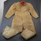 Vtg Carhartt Coveralls 44 Short Insulated Canvas Quilt Lined Rugged Usa Union