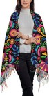 Black Shawls And Wraps For Women Mexican Floral Soft Large Warm Blanket Scarf   