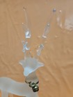Vintage Silvestri Frosted Glass Christmas Holiday Reindeer Figurine W brass Bell