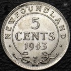 1943 Newfoundland 5c George Vi Die Clashe Error Unc
