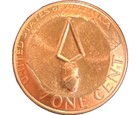 1987 Masonic One Cent Penny With Mason   s Trowel On The Reverse