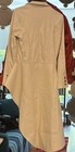 Women   s Beige Long Sleeve Ruffle Button Front Long Blazer Jacket  Collared