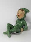 Vintage 1950   s Green Ceramic Pixie Elf Japan Figurine Christmas Decor Holiday