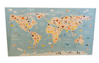 Baby Nursery Decor Cute Cartoon Canvas Animal World Map Picture 20   x 36   