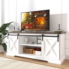 Farmhouse Tv Stand Barn Door Entertainment Center Media Console Table For 65  Tv