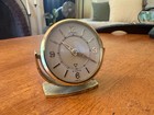 Vintage Lecoultre 8-day Swiss Desk Alarm Clock     Brass Tilt Case     45 Mm