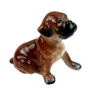 Vintage Dog Figurine Boxer Puppy Sitting Ears Down  Sad Face Porcelain 3 X 3 5 