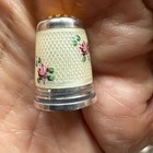 Vintage Germany Sterling Enamel Stone Top  5 Thimble