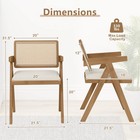 Set Of 2 Rattan Accent Chairs Fabric Dining Chairs Modern Living Room Chairs