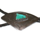 Vintage Native American Style Sterling Silver Turquoise Bolo Tie 20g