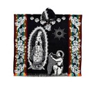 Our Lady Of Guadalupe Virgin Mary Red Alpaca Wool Poncho Gaban Zarape Jorongo